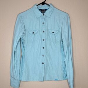Outdoor Research insect shield Teal long sleeve pockets Button Up‎ Women's S/P